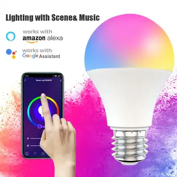 Tuya Smart Žiarovky wifi Bezdrôtové 9W Farba Stlmiť Svetlo E27/B22 RGB LED Žiarovka pracovať s Alexa Domovská stránka Google Smart APP Život