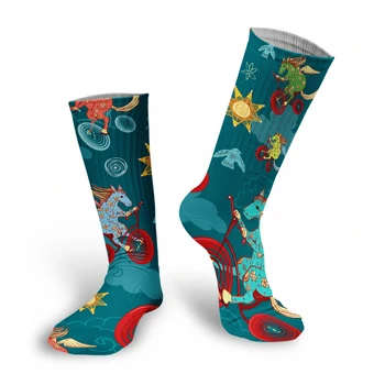 Nové Módne 3D Vytlačené Ženy Dlhé Zimné Ponožky Outdoor Športové Farebné Kvalitný Hip-Hop Dievča Teľa Teplé Kolená Vysoké Ponožky Happy
