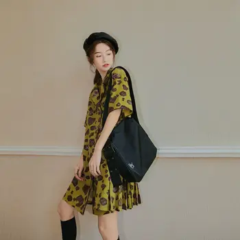 Cheerart Voľné Riadok Vintage Šaty Žien Klope Letné Krátke Mini Šaty Späť Skladaný Kórejský Štýl Šaty