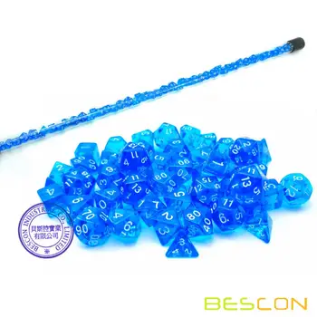 Bescon 49pcs Gem Modrá Mini Polyhedral Kocky Nastaviť v Dlhej Trubice, Sapphire Mini DND RPG Kocky 7X7pcs, Dlho Držať Nastaviť