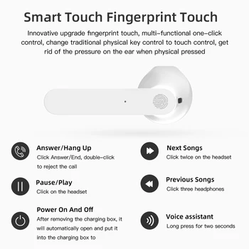 TWS Bezdrôtový Headset Odtlačkov prstov Dotyk Bluetooth 5.0 Športové Slúchadlá Pre iPhone Huawei Xiao Samsung Stereo Pop-Up Headset