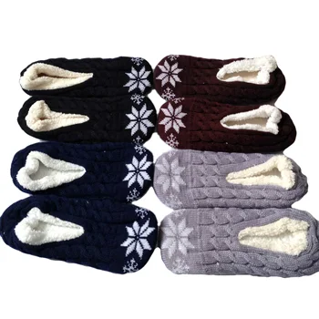 Pánske Pletenie Plyšové Papuče Ponožky Krytý Farbou Dom Poschodí Ponožky Topánky Zimné Teplejšie Mäkké Dno Spálňa Papuče