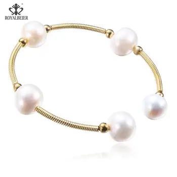 RoyalBeier Skutočné Prírodné Sladkovodné Perly Náramok Nepravidelný Perlový Náramok Krásne Ručne Vyrábané Medené Drôty Šperky