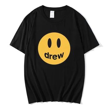 Hip Hop Mužov nadrozmerné t shirt Lete grafické tričko Justin Drew Bieber Smajlík T-Shirt Mužov sám Bavlna Pár Tee camiseta