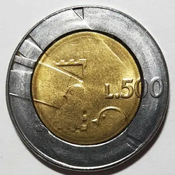San Maríno Pamätné Mince 500 Líry Hrad Skutočný Originál Mince 1990 UNC Mince