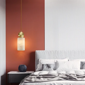 Nový Čínsky štýl, mramor luster spálňa posteli Nordic jeden vedúci tvorivej čistá červená meď svetlo luxusná reštaurácia, bar lampa