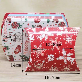 10pc Snehuliaci Veselé vianočné darčeky package box Red snowflowers Vianoce láskavosti vankúš tvar package box papierové krabice strany suppiles