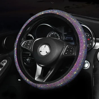 Luxusné Crystal Farebné Drahokamu Volante Vozidla Kryty Ženy Diamante Auto Pokryté Riadenia Kolesá Prípade Interiérové Doplnky