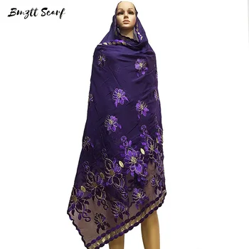 Africké scarfs moslimská šatka bavlna zápas čistý výšivky, kvetinové štýl veľký šál pre šály, zábaly BF-017