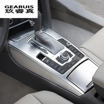 Auto Styling Vody Držiak krytu Nálepky Gear Shift control Panel (Ovládací Panel kovový Rám Orezania Na Audi A6 c5 C6 Auto interiérové Doplnky