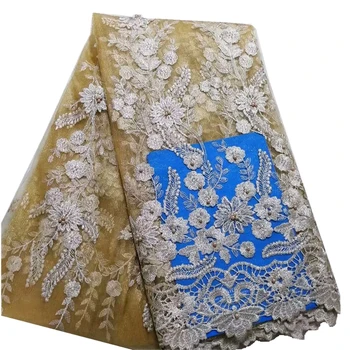 Africké Textílie, Čipky Na šaty lila francúzsky Nigérijský oka Textílie, čipky korálkové tylu čipky tkaniny, výšivky 5yards