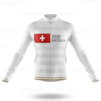 Švajčiarsko Pro Team Muži Dlhý Rukáv Jar Leto Bunda Cyklistický Dres Na Bicykel Vonkajšie Horskej Ceste, Cyklistické Oblečenie Priedušná