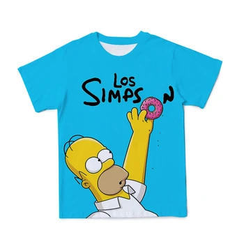 2021 Hot Predaj 3D T-Shirt Simpson Mužov Oblečenie Modré Tričko Tlač Ulici Roztomilé Anime Štýlu O-Neck Tričko Veľkosť 110-6XL