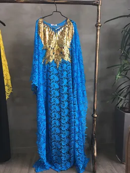 Flitrami dizajn maxi čipky župan oka transparentné šaty batwing rukáv afriky dashiki ramadánu kaftan šaty abaya VKDR2054