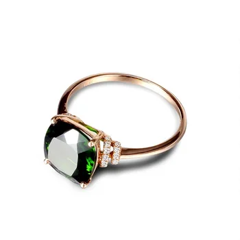 Móda zelená námestí Prstene Pre Ženy, Nové trendy crystal cubic zirconia kameň krúžky pre dievčatá Romantické kvetinové drahokamu krúžok