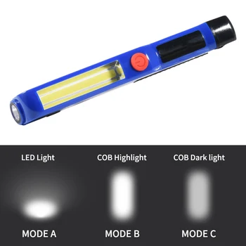 GIJOE cob led pracovné svetlo baterky od 3*AAA batérie klip plastového materiálu prenosné osvetlenie nepremokavé s magnetom hľadanie svetla