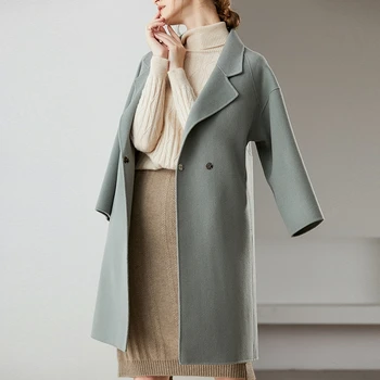 V roku 2020, vlna jeseň/zima módne vlnený kabát pre ženy, stredná dĺžka nad kolená vlnený kabát pre ženy, Hepburn štýlovo