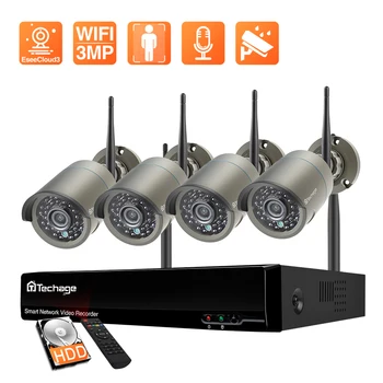 Techage H. 265 HD 3MP 8CH Bezdrôtový NVR Auta Home Security WiFi IP Kamera Nastaviť P2P Video CCTV Systém na Záznam Zvuku