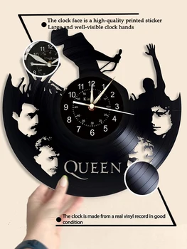 Kráľovná Kapela Vinyl Nástenné Hodiny LED Nástenné Hodiny | Hudba Domov Spálne Dekorácie | Creative 7 Farebný Svetelný Nástenné Hodiny.