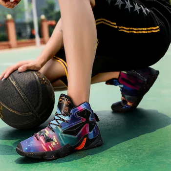 Sexy pánske basketbalové topánky v pohode pohodlné priedušná ochranná obuv vysoko elastická odpruženie non-slip pánske členkové topánky