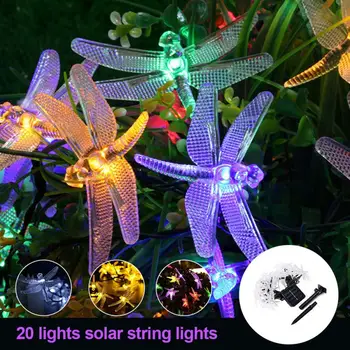 Vonkajšie Solárne Led Reťazec 5M Svetlo 20 Led Dragonfly Solárny Panel Pásy Svetla IP65 Vodeodolný Garden Party Dekorácie Vianoce