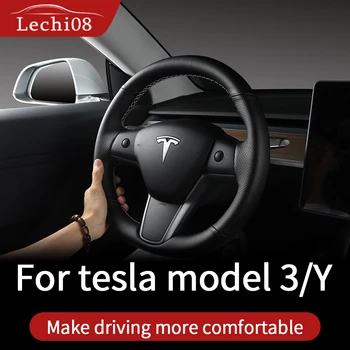 Kožený volant coverfor Tesla model 3 príslušenstvo/auto príslušenstvo model 3 tesla tri tesla model 3 model3 tesla model y