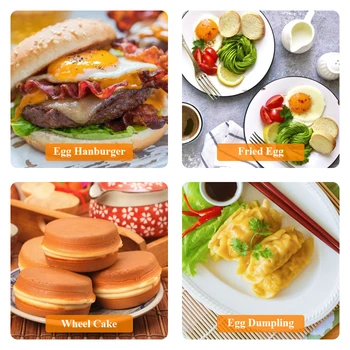 4 Diery Omeletu Pan na Hamburger, Vajcia, Šunka Palacinka Maker Drevenou Rukoväťou, Hrniec, Panvica Non-stick Varenie Raňajok #