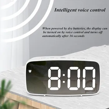 Akryl/Zrkadlo Budík LED Digitálne Hodiny, Ovládanie Hlasom Spánok Čas, Zobrazenie Teploty Nočný Režim Reloj Despertador Digitálne
