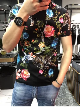 Európskej módy hot predaj vytlačené pánske krátke rukáv tričko vysokej kvality T-shirt mužov