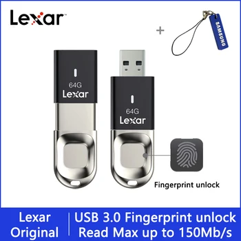 Lexar USB 3.0 Flash Disk 64 GB Fingerprint recognition kl ' úč animado Memory stick F35 pero jednotky memoria cle usb disk, na kľúč
