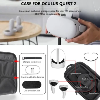 Pevný EVA Cestovné puzdro, Úložný Box Taška pre Oculus Quest/Oculus Quest 2 VR Herné Headset a Regulátory Príslušenstvo