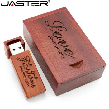 JASTER Drevené, bambusové+box USB flash disk kl ' úč 64 GB 16 GB 32 GB pamäťovú kartu, USB creativo osobný dar 1PCS zadarmo vlastné logo