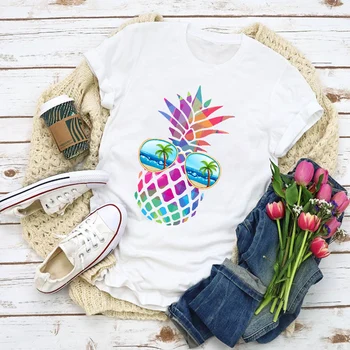Ženy Grafické Pláži Koberčeky Ananás Je Ovocie Cartoon Letné T-Shirt, Shirt Topy Lady Oblečenie Dámske Oblečenie Čaj Ženský T Tričko