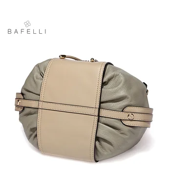 BAFELLI jar a v lete nový príchod originálne kožené kabelky vintage tekvica taška panelled half moon taška cez rameno taška ženy