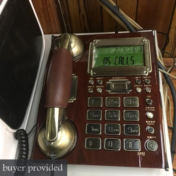 Úrad Starožitné Vintage Handfree Pevné Pevné Telefónne linky High-end S Kožené Slúchadlá Na Podnikanie spoločnosti Home Hnedá