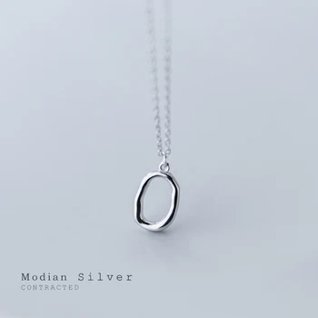 Modian 2020 Nový Príchod 925 Sterling Silver Nepravidelný Geometrické Oválny Prívesok Náhrdelník pre Ženy Japonskom Štýle Jemné Šperky Darček