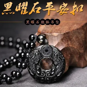 Prírodné Čierna Obsidián Dragon Prívesok Korálky Náhrdelník Módne Kúzlo Šperky Ručne Vyrezávané Šťastie, Amulet Darčeky pre Jej Ženy Muži