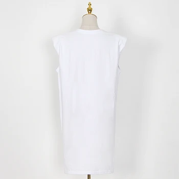 TWOTWINSTYLE Voľné Biele Šaty Pre Ženy O Krk bez Rukávov Koleno Dĺžke Minimalistický Veľké Veľkosti Voľné Šaty Žena 2020 Lete