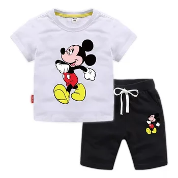 Nové Disney Mickey Mouse Baby Boy Šaty Nastaviť Deti Tees T-Shirt+Bežné Nohavice 2 Ks Dievča Oblečenie Oblečenie Detí, Športové Oblečenie