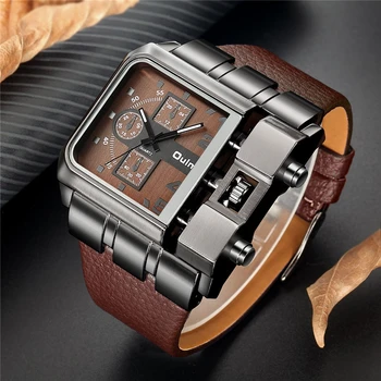 OULM HP3364 Dropshipping Jedinečný Dizajn Mužov náramkové hodinky Veľké Dial Vojenské Hodinky Bežné Kožené Quartz Hodinky relogio masculino