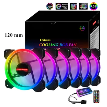 120mm PC Počítač Prípade Chladenie Ventilátorom Chladnejšie 6PIN Nastaviteľné RGB Led 12V Stlmiť Ventilador PWM RGB Prípade Fanúšikov Upraviť Rýchlosť Aura Sync