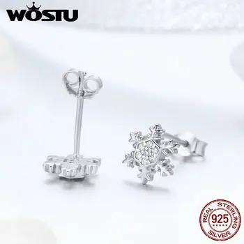 WOSTU 2020 Originálne Nové 925 Sterling Silver Elegantné Snowflake Stud Náušnice Pre Ženy Značky S925 Striebro Módne Šperky DAE009