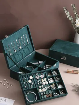 Európska Double-layer Šperky Box Jednoduché rozloženie Veľký Priestor Šperky, make-up Organizátor Choker Krúžok náhrdelník Úložný Box Darčekovej krabičke