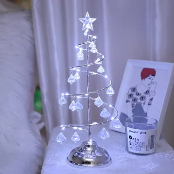 Crystal Vianočný Stromček Led Nočné Svetlo Víla Medený Drôt Stolná Lampa, Spálne, Obývacej Izby, Písací Stôl Svetlo Domova Dieťa Darček