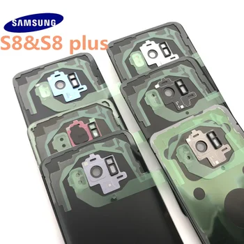 Samsung Galaxy S8 G950 S8 plus G955 Batérie Zadný Kryt Dvere Bývanie Náhradné Opravy Dielov + ucho Fotoaparát Sklo Objektívu Rám