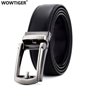 WOWTIGER Čierna biela šírka 35mm skutočné Cowhide Kožené Pás Pre Mužov Kvalitné Mužskej Automatickou Prackou Značky Luxusné pánske opasky