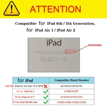 Pre iPad Vzduchu 2 Prípad Modelu A1566 A1567 Tablet Pokrytie 360 Stupňov Otáčanie PU Kožené pre Coque iPad Vzduchu 1 Inteligentného Automatického režimu Spánku Prebudiť