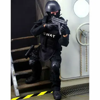 Činnosť Útvaru Vojenskej Model Hračky 1/6 Rozsahu SWAT Black Vojenskej Uniforme Armády Bojová Hra, Hračky Vojak Nastaviť na darček Kolekcie