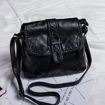 NIGEDU Bežné Crossbody taška pre Ženy Messenger taška veľká kapacita Mäkká PU kože žena taška cez rameno dizajn značky Black bolsas