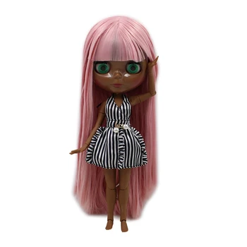 ĽADOVÉ DBS Blyth Bábika super čiernej pleti ružové vlasy spoločný orgán 1/6 bjd 30 cm nahé hračka bábika darček